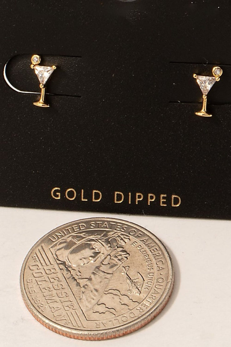 Fame Cubic Zirconia Martini Glass Stud Earrings