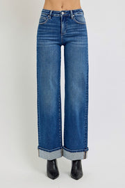 RISEN Tummy Control High Rise Cuffed Jeans