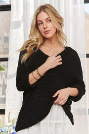 V-Neck Drop Shoulder Long Sleeve Sweater