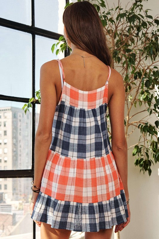 Plaid Tiered Babydoll Cami