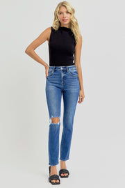 RISEN Full Size High Rise Ankle Skinny Knee Distressed Jeans