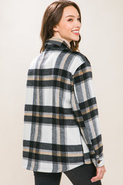 Love Tree Plaid Button Up Shacket