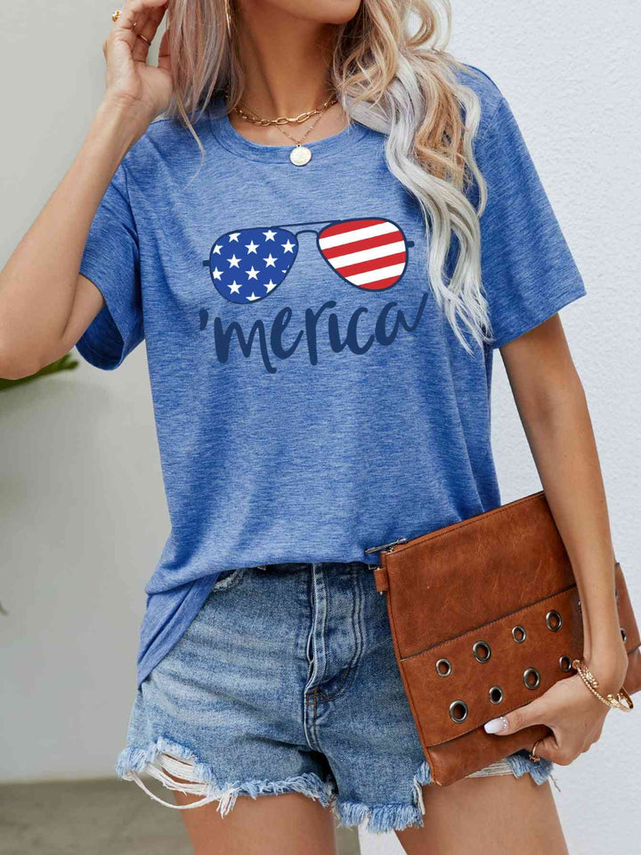 US FLAG GLASSES GRAPHIC TEE