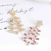 Christmas Tree Rhinestone Alloy Earrings