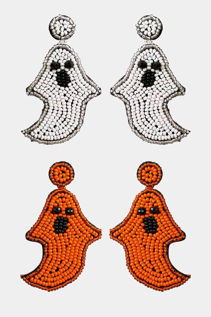 Ghost Shape Beaded Dangle Earrings