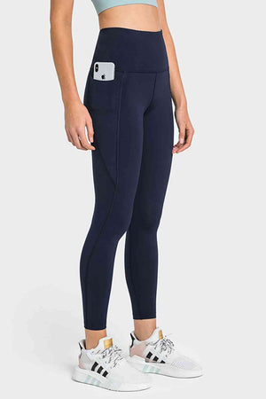 High waist ankle-length yoga leggings with pockets