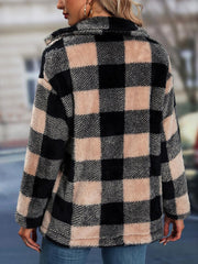 Plaid Button Up Collared Neck Jacket