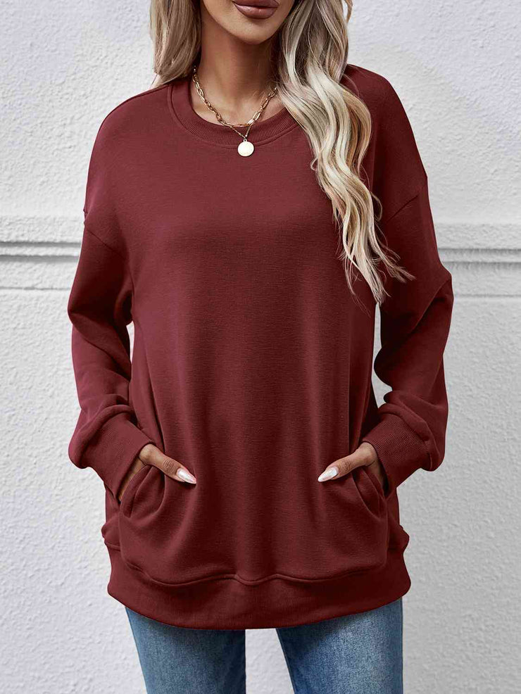 Dropped Shoulder Sweatshirt with Pockets