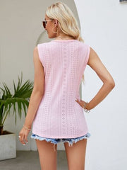 Eyelet Lace Detail V-Neck Tank