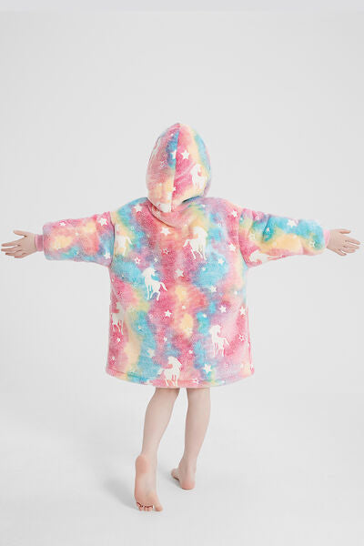 Luminous Pattern Oversize Long Sleeve Fuzzy Hoodie