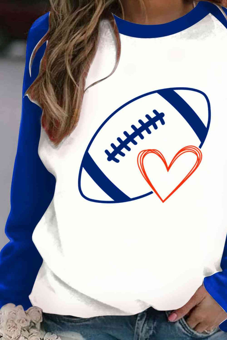 Football Graphic Round Neck Sweatshirt