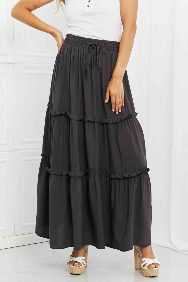 Elastic Waistband Split Maxi Skirt