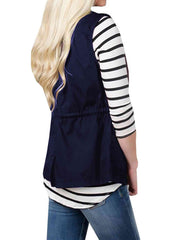 Drawstring Waist Vest with Pockets