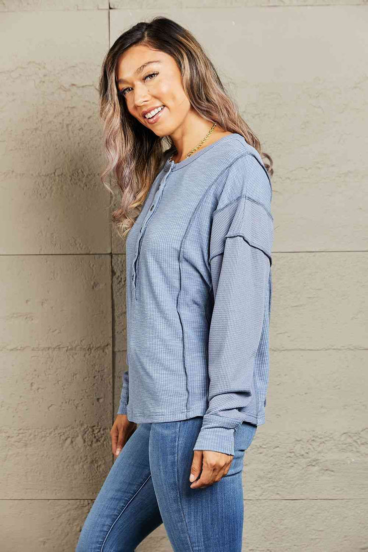 HEYSON Understand me Full Size Oversized Henley Top